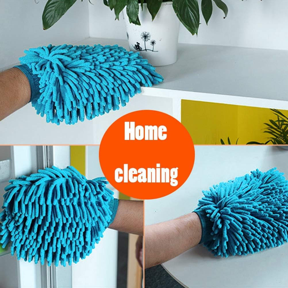 4 Pcs Microfibre Noodle Car Wash Mitts, Double Sided Easy to Use Car Washing Supplies Super Absorbent Cleaning Mitts Microfibre Gloves for Car Household Cleaning(Random Color)